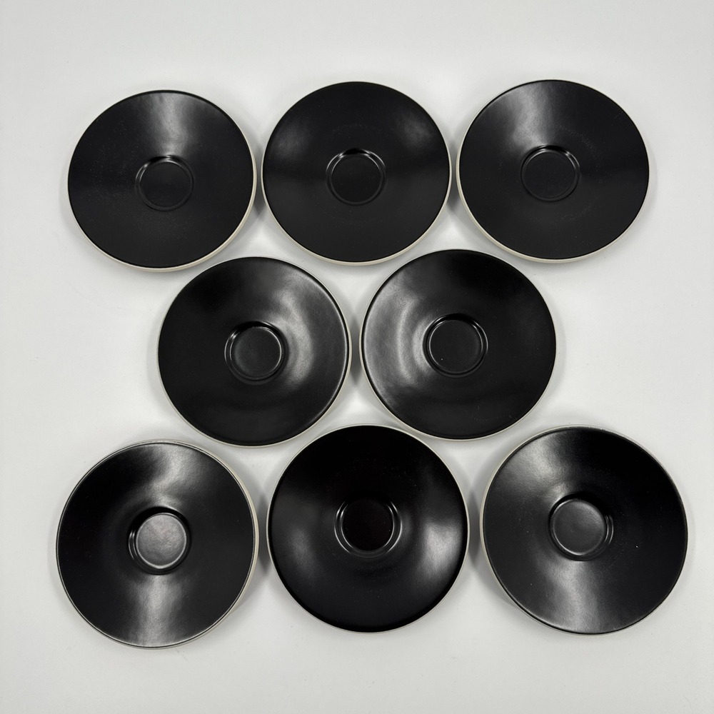 Sasaki Colorstone Matte Black Saucers Vignelli Designs‎ Set of 8 with Case